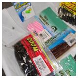 Large Lot of Yum, P-Line, Spider Wire, Net Bait, Zoom, Eagle Claw