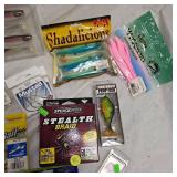 Lot of Strike King, Spiderwire, LunkerHunt, Big Bite, Mustad