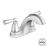 MOEN Banbury 4 in. Centerset Double Handle Low-Arc Bathroom Faucet in Chrome