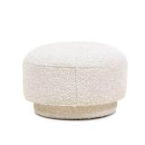 Jennifer Taylor Fuji 15" Mushroom Footstool Ottoman, Ivory White Boucle