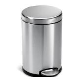 1.3 Gal. Stainless Steel Brushed Fingerprint-Resistant Round Step-on Trash Can