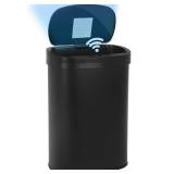 Furniture of America Taylor 13 Gal. Black Metal Household Trash Can Motion Sensor Lid