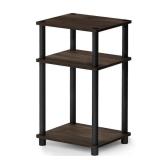 Furinno Just 13.4 in. Columbia Walnut/Black 22.8 in. Rectangular Wood End Table
