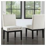 Steve Silver Aubrey Black Frame with Eggshell Polyester Upholstered Arm Chair (Set of 2)