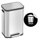 iTouchless 13.2 Gal. Stainless Steel Metal Household Trash Can with Trash Sticker, SoftStep Prox, and Odor Filter