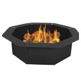VEVOR Fire Pit Ring Round 40 in. Outer 36 in. Inner Steel Liner DIY Campfire Firepit for Outdoor Camping, Bonfires