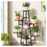 BYBLIGHT Wellston 43.3 in. Rustic Brown Rectangle Wood Indoor Plant Stand with 7 Tier, Tall Plant Shelf Corner Plant Pots Holder