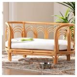 HOME IMPORTS EMPORIUM Brown Frame Specialty Size Platform Bed, Sturdy Rattan Pet Bed for All Animals, Cushioned Pet Bed