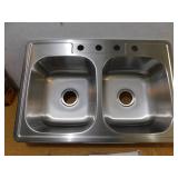 Glacier Bay 33 in. Drop-In 50/50 Double Bowl 20 Gauge Stainless Steel Kitchen Sink