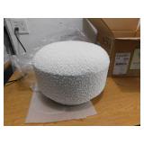 Jennifer Taylor Fuji 15" Mushroom Footstool Ottoman, Ivory White Boucle
