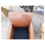 Uixe Brown PU Leather Nailhead Trim Upholstered Accent Armchair With Solid Wood Legs