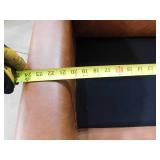 Uixe Brown PU Leather Nailhead Trim Upholstered Accent Armchair With Solid Wood Legs