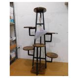 BYBLIGHT Wellston 43.3 in. Rustic Brown Rectangle Wood Indoor Plant Stand with 7 Tier, Tall Plant Shelf Corner Plant Pots Holder