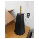 Liv & Skye Black 17 in. Round Marble Modern Accent Table with Fluted Base