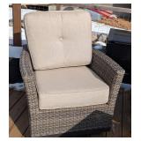 BY - Four-Piece Patio Set - 2 Chairs, Sofa & Fire Table with Beige Cushions