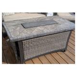 BY - Four-Piece Patio Set - 2 Chairs, Sofa & Fire Table with Beige Cushions