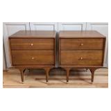 MB - Hendrick Teak Nightstands - Scandinavian Design, 2-Drawer Pair