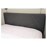LL - Grey Upholstered Queen Bed Frame with Headboard
