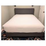 LL - Grey Upholstered Queen Bed Frame with Headboard