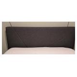 LL - Grey Upholstered Queen Bed Frame with Headboard