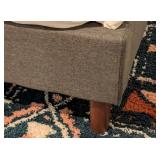 LL - Grey Upholstered Queen Bed Frame with Headboard
