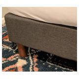 LL - Grey Upholstered Queen Bed Frame with Headboard
