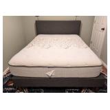 LL - Grey Upholstered Queen Bed Frame with Headboard