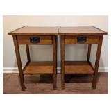 LL - Pair of Wood Side Tables with Drawers