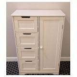 LL - Cream Painted Wood Storage Cabinet - 4 Drawers & Right Door
