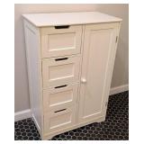 LL - Cream Painted Wood Storage Cabinet - 4 Drawers & Right Door