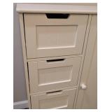 LL - Cream Painted Wood Storage Cabinet - 4 Drawers & Right Door