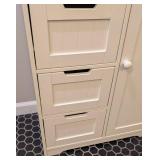 LL - Cream Painted Wood Storage Cabinet - 4 Drawers & Right Door