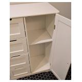 LL - Cream Painted Wood Storage Cabinet - 4 Drawers & Right Door