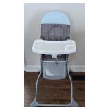 K - Cosco High Chair with Tray - Light Blue Headrest, Grey Arrow-Pattern Seat