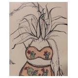 LL - Framed Print 17 x 21 in - Plant Motif Figure Illustration