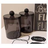 LL - Wash Brush Floss Flush Chalkboard Sign - Coconut Citrus Hand Soap - 4 Dark Glass Canisters