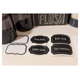 LL - Wash Brush Floss Flush Chalkboard Sign - Coconut Citrus Hand Soap - 4 Dark Glass Canisters