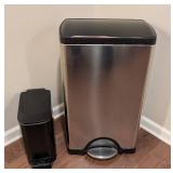 LL - Simplehuman Trash Can Pair - Stainless Steel & Small Black Pedal Bin