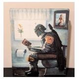 LL - Buckl 8x10 Canvas Print - Humorous Mandalorian-Inspired Bathroom Artwork
