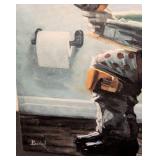 LL - Buckl 8x10 Canvas Print - Humorous Mandalorian-Inspired Bathroom Artwork