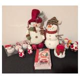 LL - Santa & Snowman Christmas Decor Set - 18-Inch Snowman Centerpiece & Salt & Pepper Shakers