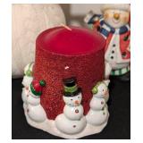 LL - Santa & Snowman Christmas Decor Set - 18-Inch Snowman Centerpiece & Salt & Pepper Shakers