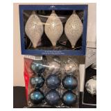 LL - Assorted Holiday Ornaments - Glass & Glitter Balls, Silver & Gold Sets, Pinecones