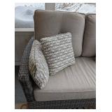 P - Outdoor Patio Sofa - Wicker Frame, Beige Cushions