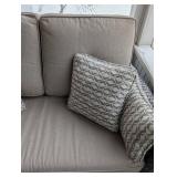 P - Outdoor Patio Sofa - Wicker Frame, Beige Cushions
