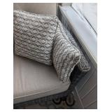 P - Outdoor Patio Sofa - Wicker Frame, Beige Cushions