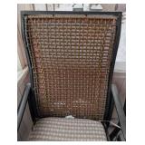 P - Patio Chairs - Pair, Black Metal Frame, Woven Back, Cushioned Seats