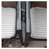 P - Patio Chairs - Pair, Black Metal Frame, Woven Back, Cushioned Seats