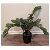 LL - ZZ Plant - Faux Indoor Plant in Black Ribbed Pot, 22 in Tall