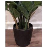 LL - ZZ Plant - Faux Indoor Plant in Black Ribbed Pot, 22 in Tall
